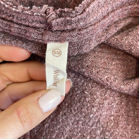 Wishlist Long Sleeve Mauve Colored‎ Waffle Knotted Top - Picture 4 of 6